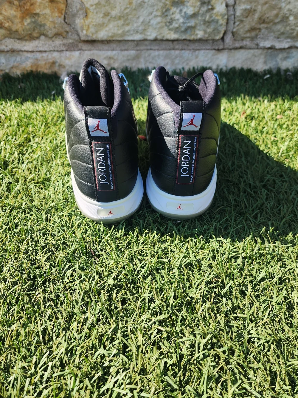 Jordan 12 Retro Metal 'Playoffs' - Black/White Men's Baseball Cleats